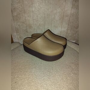Women's Tan and Brown Platform Clogs Crocs